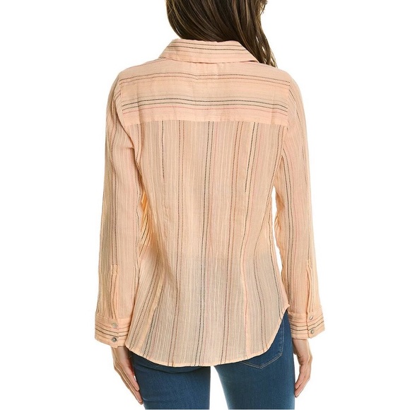 Chaser | Plus Size Shirting Button Down Embroidered Semi Sheer Lightweight Shirt - Picture 2 of 16